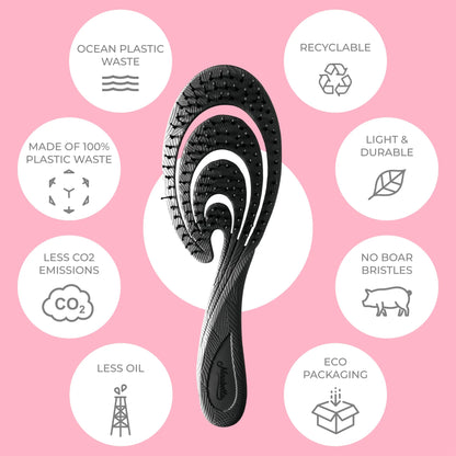 Organic Detangling Hair Brush for Women, Men & Children - Does Not Pull on Hair - Hair Straightening Brushes for Straight, Curly & Wet Hair - Unique Wave Hairbrush Black